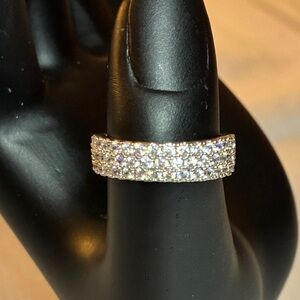 White Sapphire Swarovski Crystal In 9.25 Sterling Silver Channeled Band